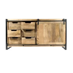 Made in Meubles Buffet en bois de manguier avec porte coulissante New-York