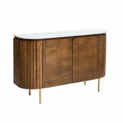 Made in Meubles Buffet en bois de manguier et marbre Sienne