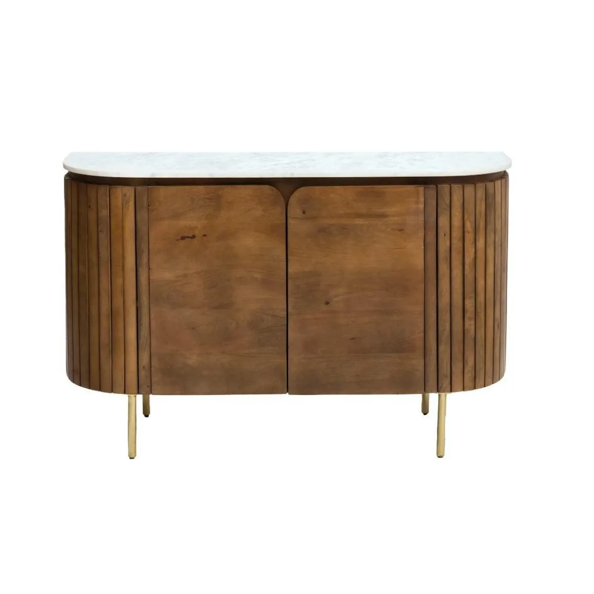 Made in Meubles Buffet en bois de manguier et marbre Sienne