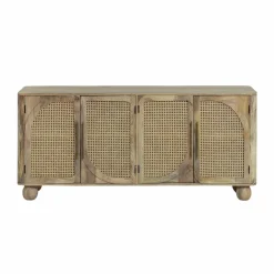 Made in Meubles Buffet en bois de manguier et cannage Thora