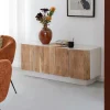 Made in Meubles Buffet en bois de manguier blanchi et portes en acacia Mary