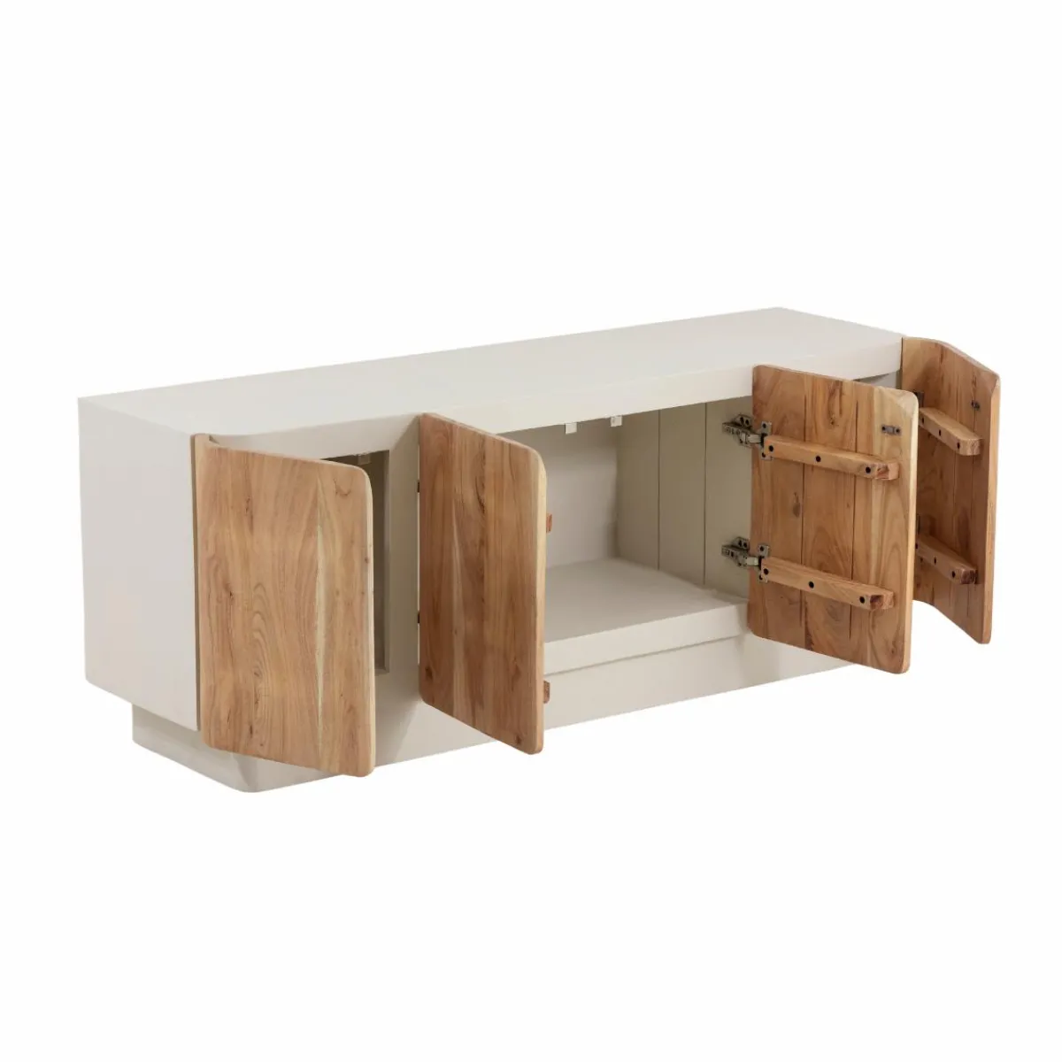 Made in Meubles Buffet en bois de manguier blanchi et portes en acacia Mary