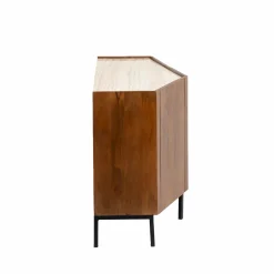 Made in Meubles Buffet en bois de manguier et travertin Azure