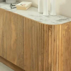 Made in Meubles Buffet en bois de manguier et marbre Adler