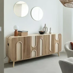 Made in Meubles Buffet en bois de paulownia Nilo
