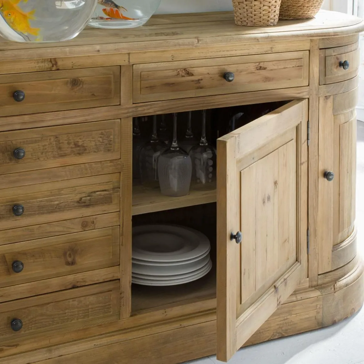 Made in Meubles Buffet en bois recyclé 225 cm Garance