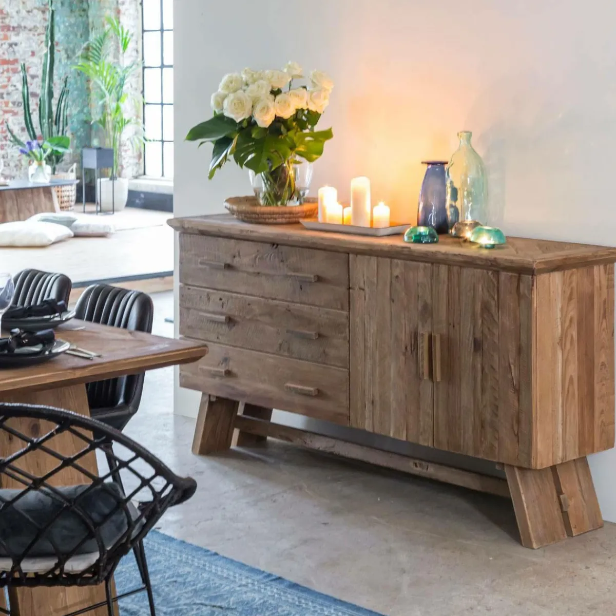 Made in Meubles Buffet en bois recyclé 2 portes Blaise