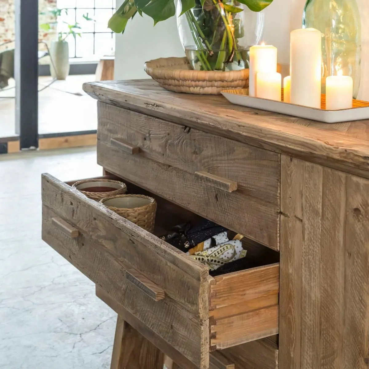 Made in Meubles Buffet en bois recyclé 2 portes Blaise