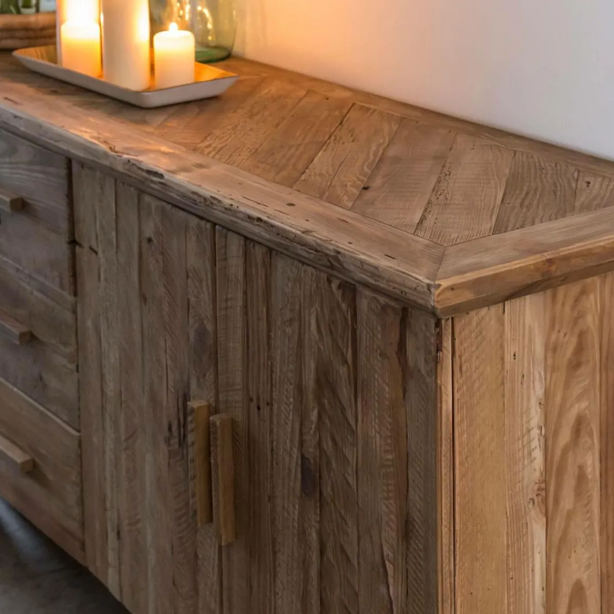 Made in Meubles Buffet en bois recyclé 2 portes Blaise