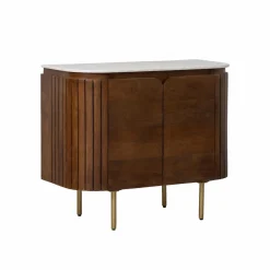 Made in Meubles Buffet en marbre et bois de manguier Sienne