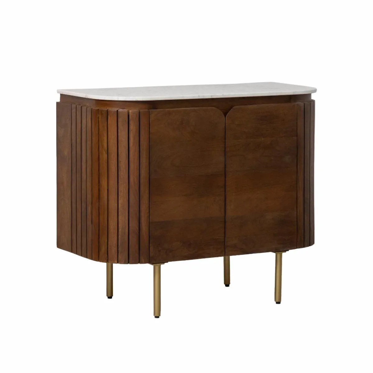 Made in Meubles Buffet en marbre et bois de manguier Sienne