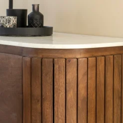 Made in Meubles Buffet en marbre et bois de manguier Sienne