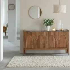Made in Meubles Buffet en marbre et bois d'acacia Calix
