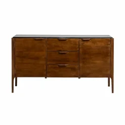 Made in Meubles Buffet en marbre noir et bois de manguier Roch