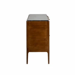 Made in Meubles Buffet en marbre noir et bois de manguier Roch