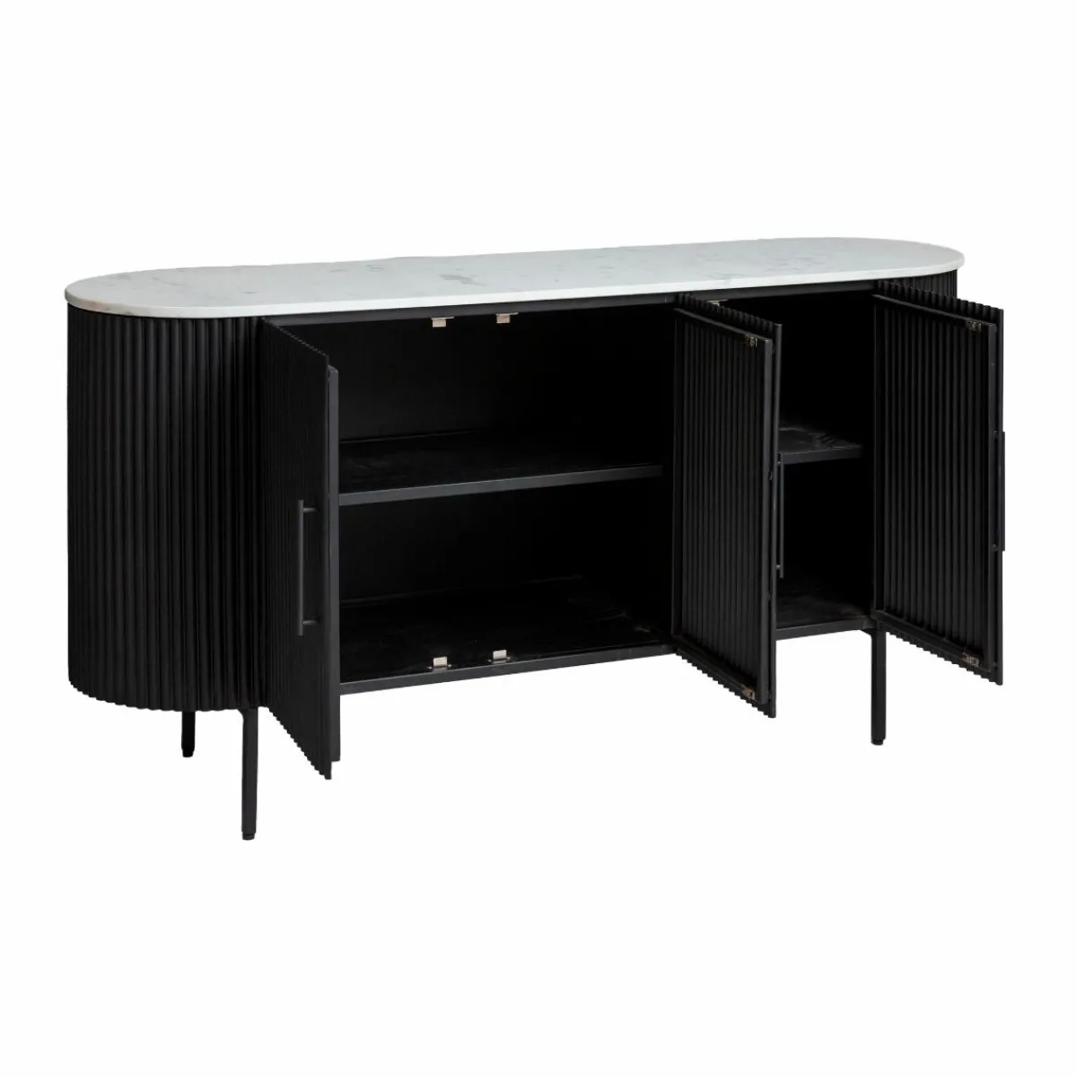 Made in Meubles Buffet en métal et marbre blanc Mona