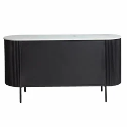 Made in Meubles Buffet en métal et marbre blanc Mona