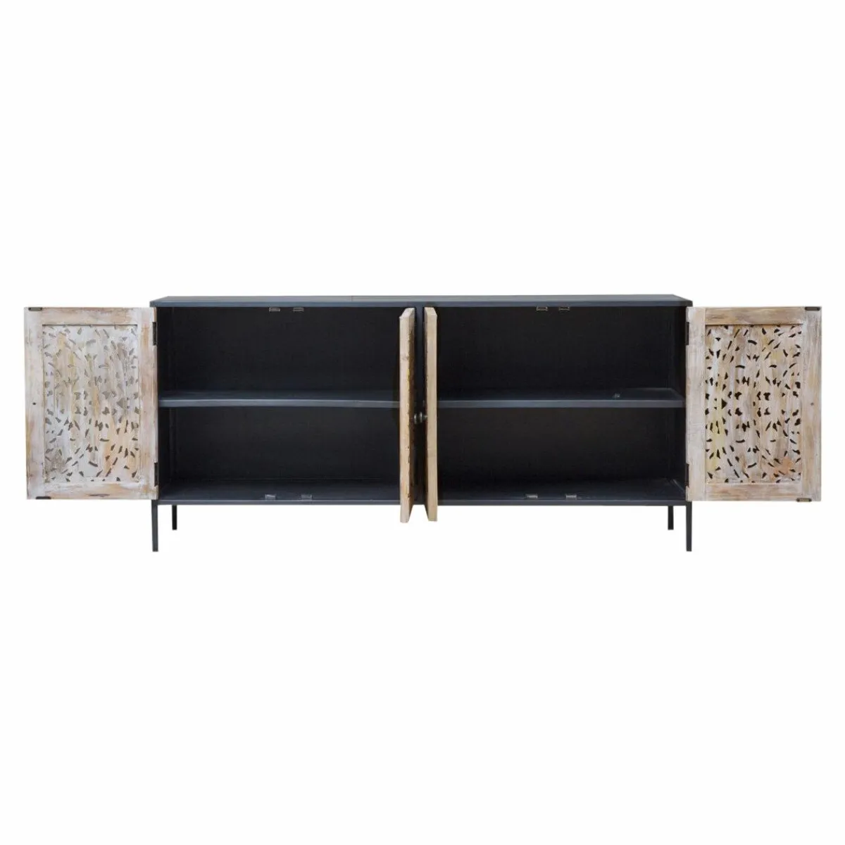 Made in Meubles Buffet enfilade en bois de manguier blanchi Lila