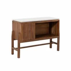 Made in Meubles Buffet haut en bois d'acacia et terrazzo Kaelis