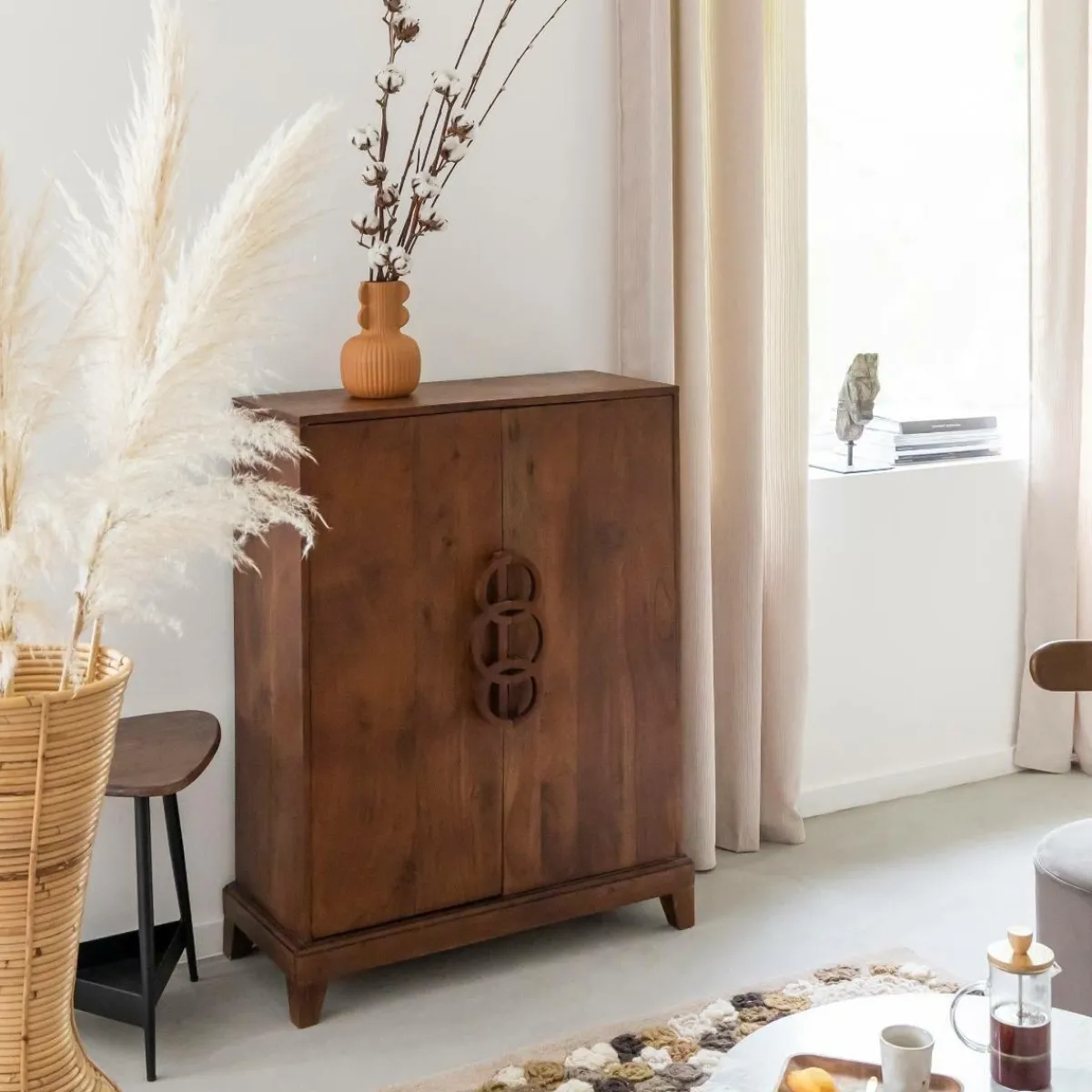 Made in Meubles Buffet haut en bois d'acacia Quilla