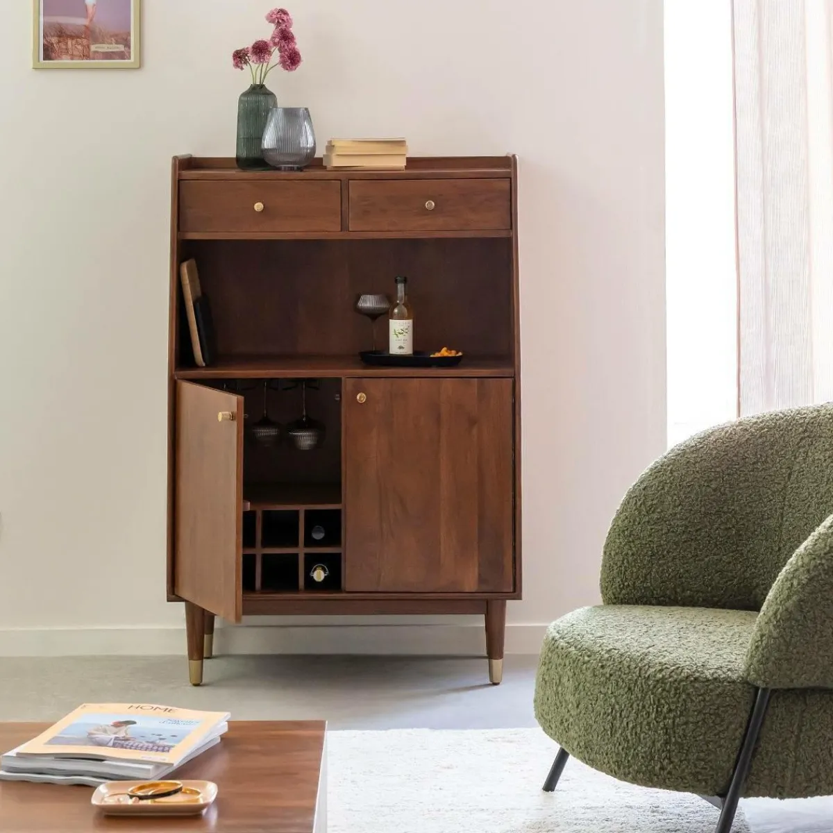 Made in Meubles Buffet haut en bois d'acacia Emiel