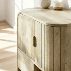 Made in Meubles Buffet haut en bois de manguier clair Yoni