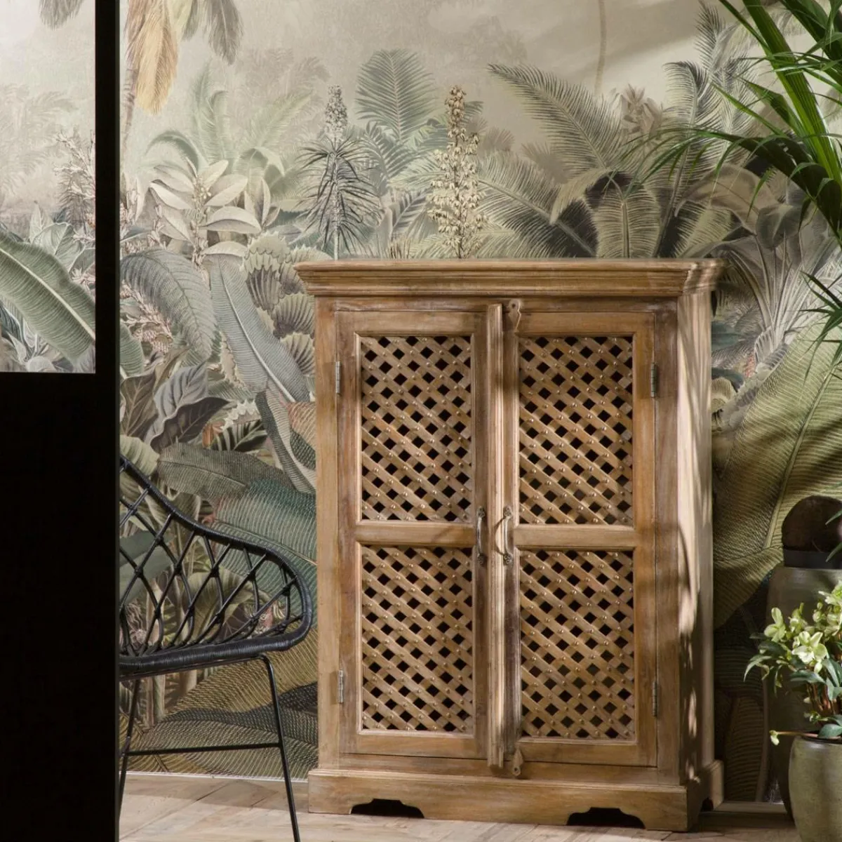 Made in Meubles Buffet haut en bois de manguier Rosa