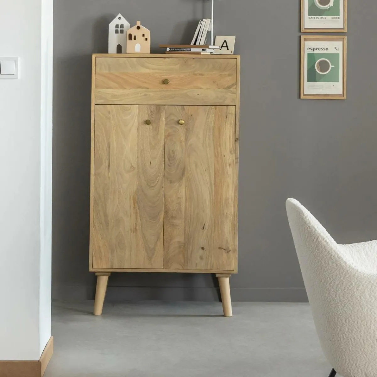 Made in Meubles Buffet haut en bois de manguier Aven