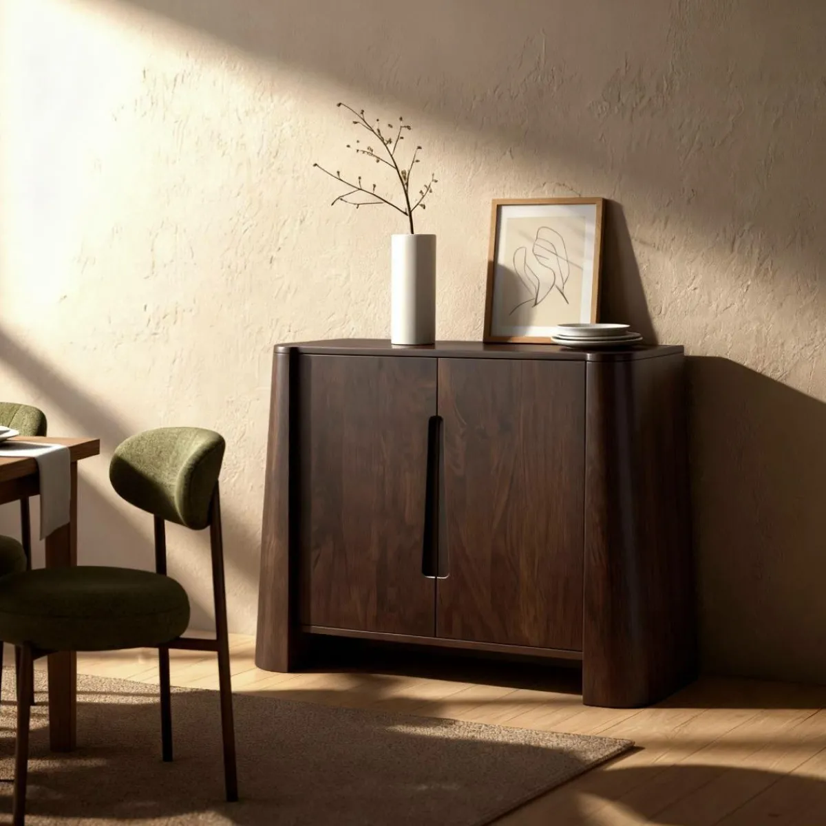 Made in Meubles Buffet haut en bois de manguier foncé Liriel