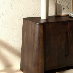 Made in Meubles Buffet haut en bois de manguier foncé Liriel