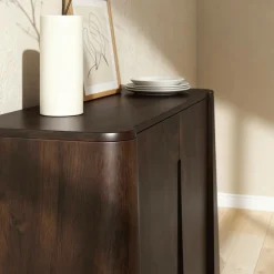 Made in Meubles Buffet haut en bois de manguier foncé Liriel