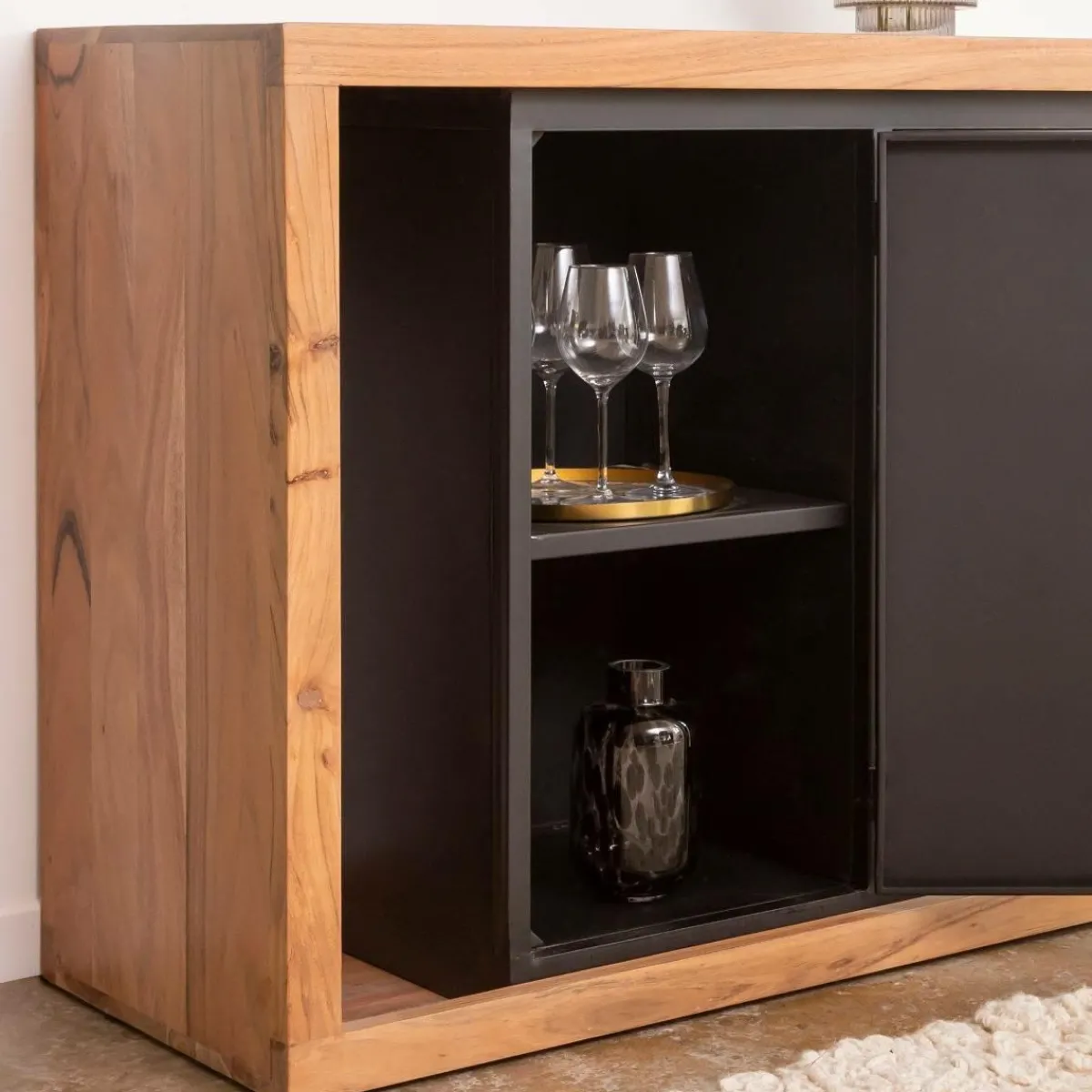 Made in Meubles Buffet rétractable en bois d'acacia Emilio