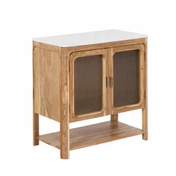 Made in Meubles Buffet vitré en bois d'acacia et marbre Emyr