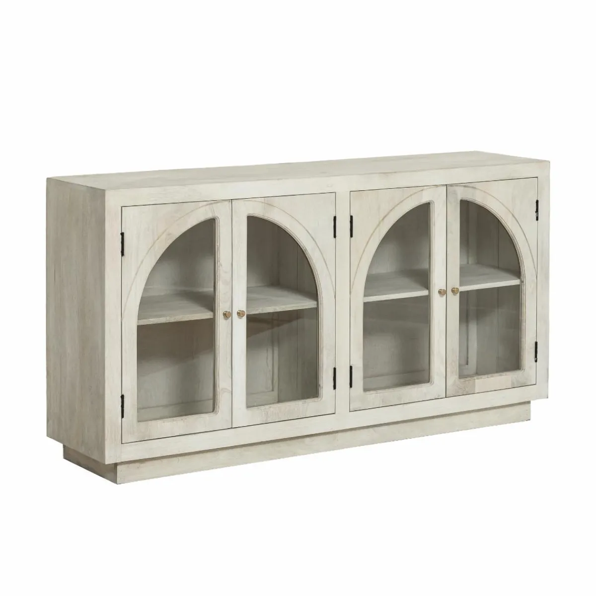 Made in Meubles Buffet vitré en bois de manguier blanchi Miliam