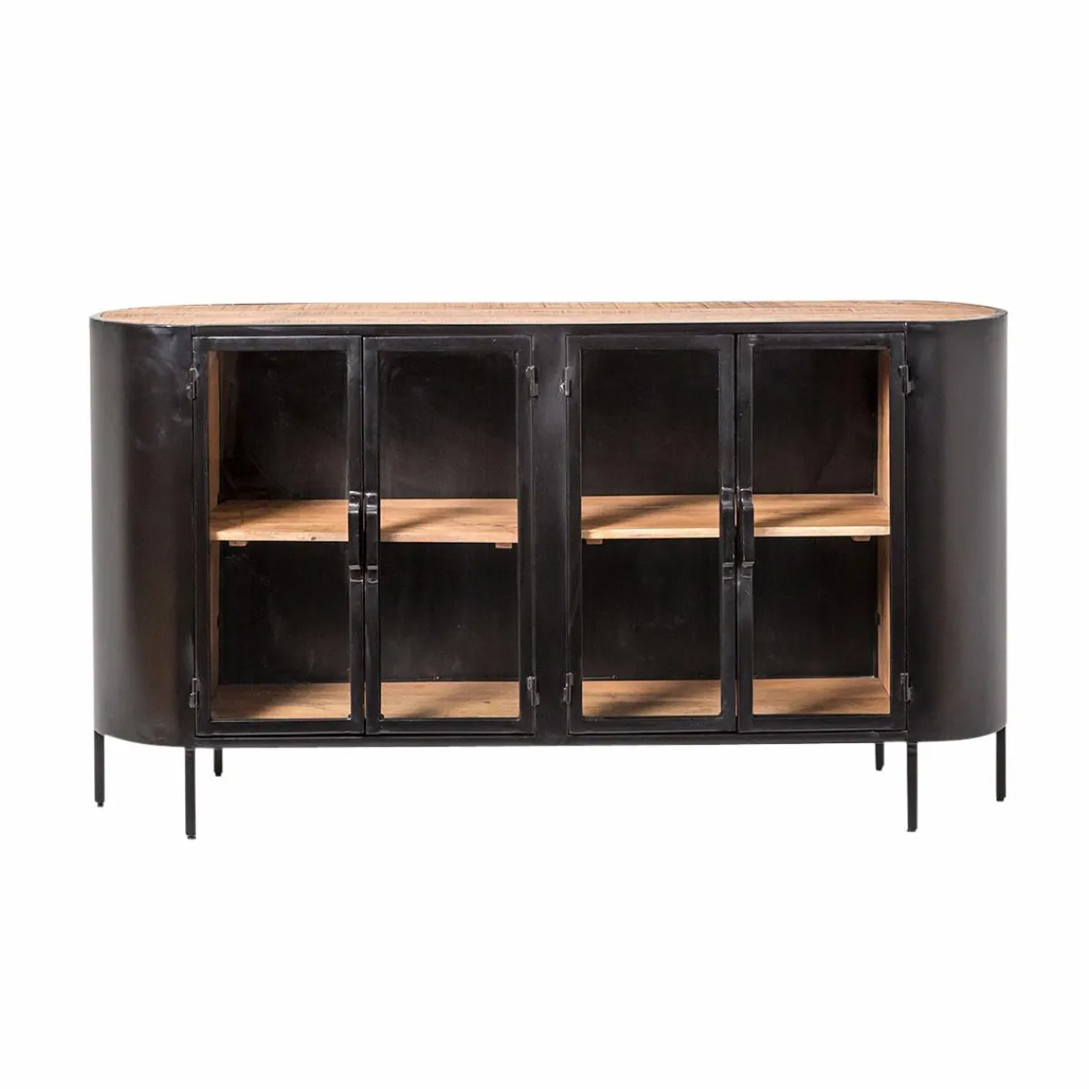 Made in Meubles Buffet vitrine en métal Achille