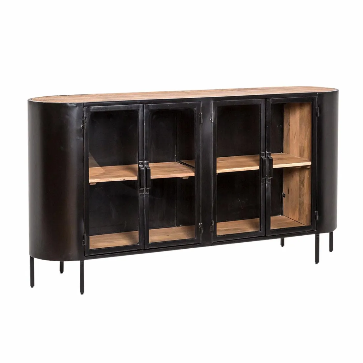 Made in Meubles Buffet vitrine en métal Achille