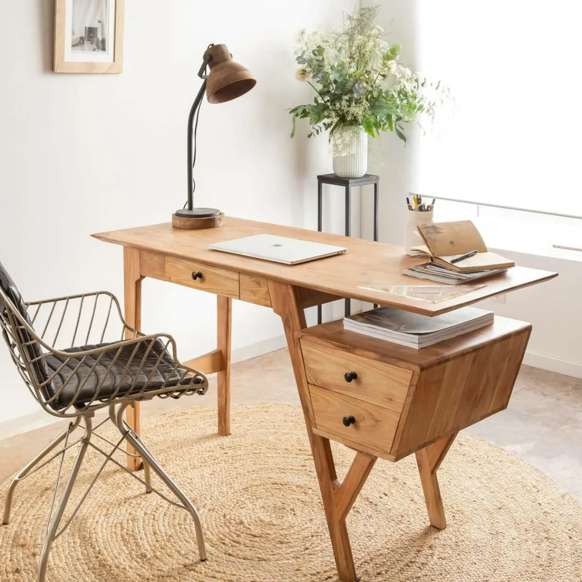 Made in Meubles Bureau en bois d'acacia Eliott