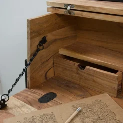 Made in Meubles Bureau secrétaire en bois d'acacia et métal Milo