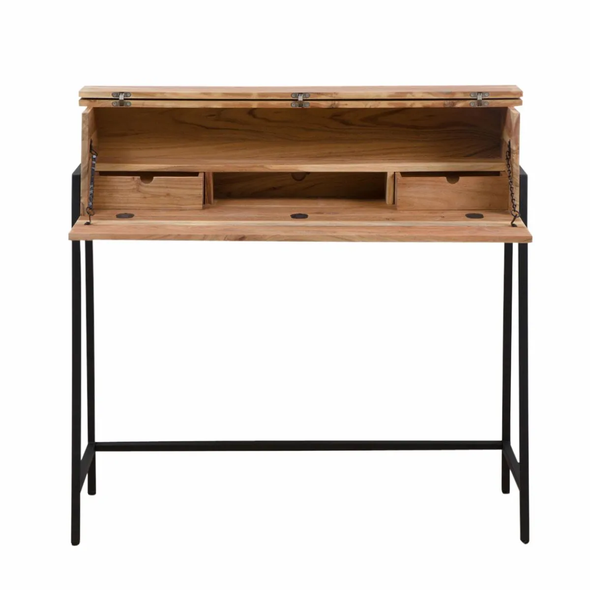 Made in Meubles Bureau secrétaire en bois d'acacia et métal Milo