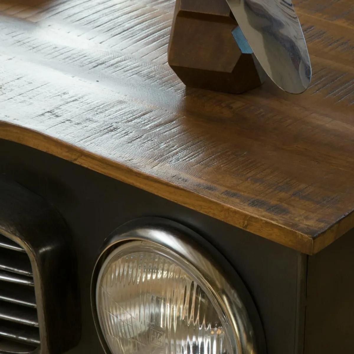 Made in Meubles Bureau voiture en métal gris foncé Tata
