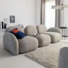 Made in Meubles Canapé 3 modules en tissu bouclette gris Calya