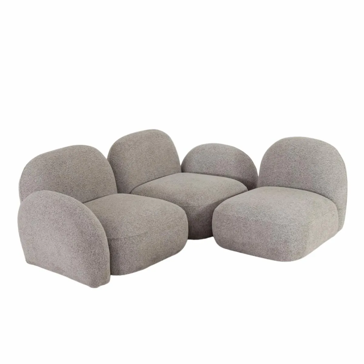 Made in Meubles Canapé 3 modules en tissu bouclette gris Calya