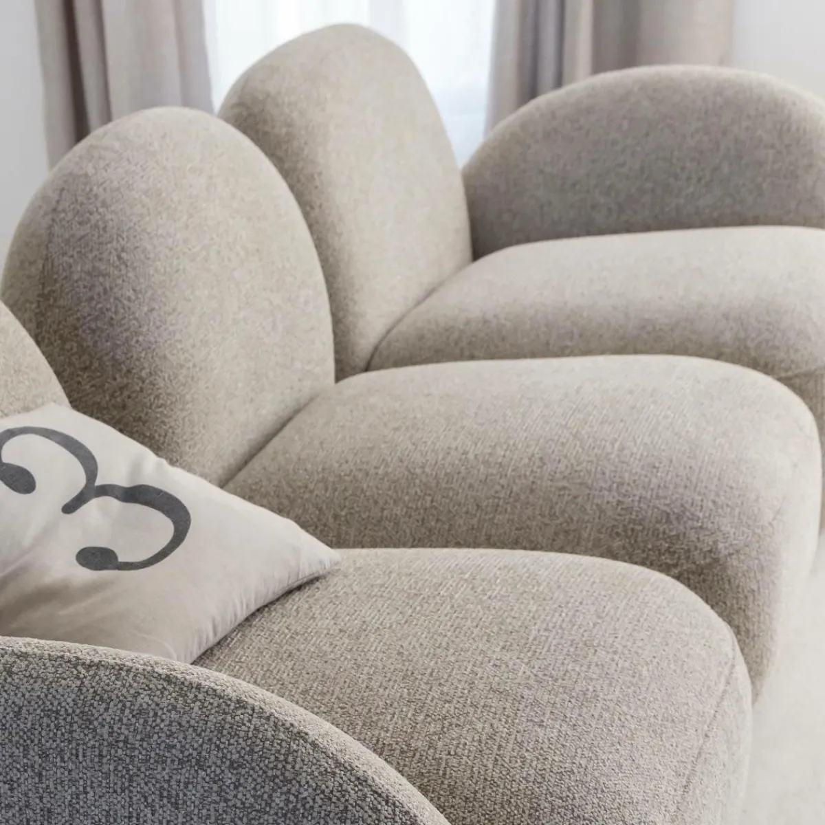 Made in Meubles Canapé 3 modules en tissu bouclette gris Calya