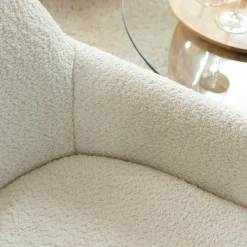 Made in Meubles Canapé blanc confort en tissu bouclette 2 places Amandine