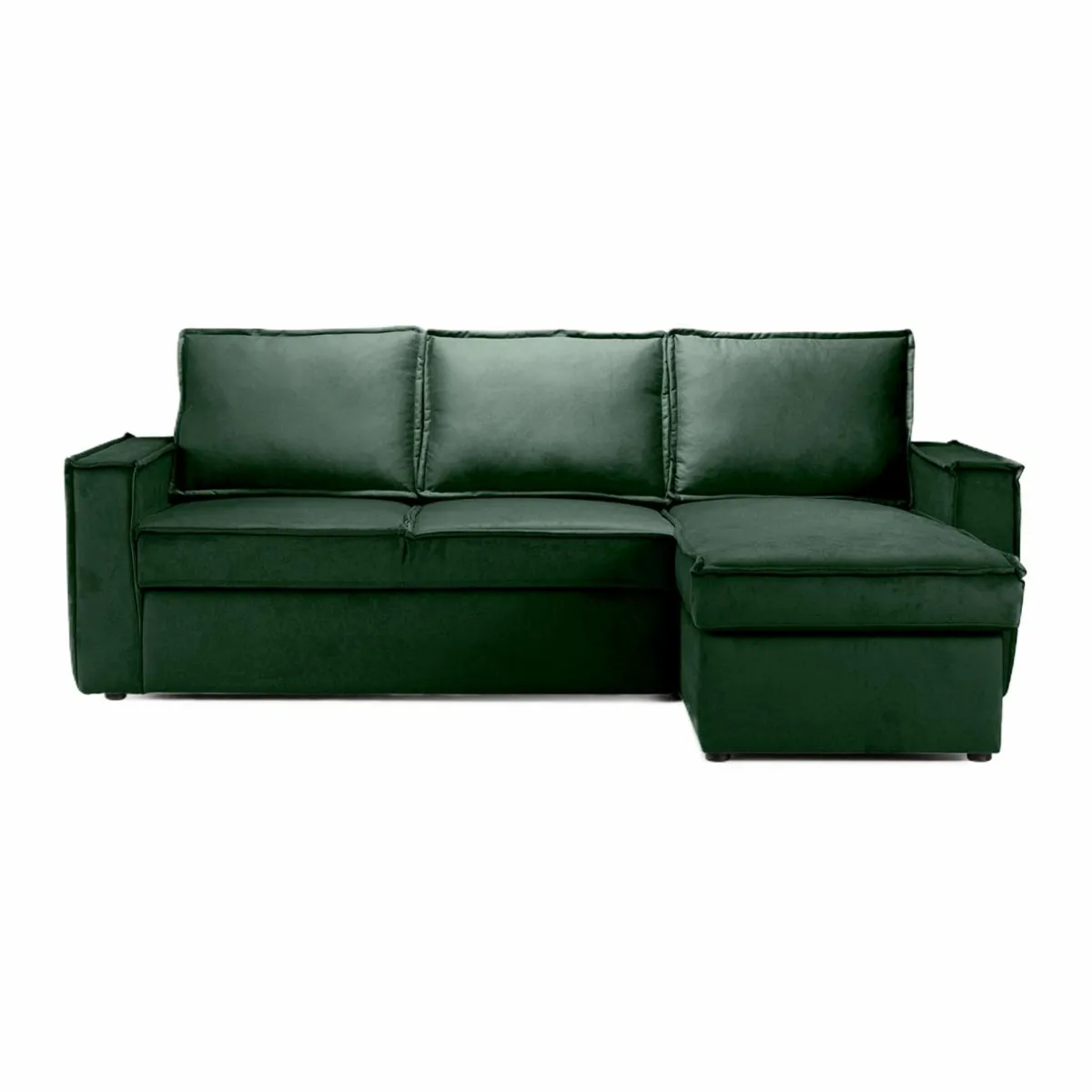 Made in Meubles Canapé d'angle droit convertible 4 places en tissu vert Paris