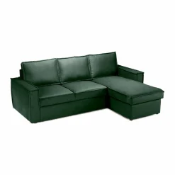 Made in Meubles Canapé d'angle droit convertible 4 places en tissu vert Paris
