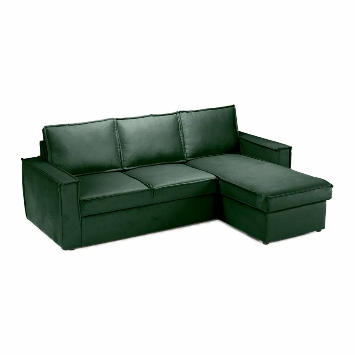 Made in Meubles Canapé d'angle droit convertible 4 places en tissu vert Paris