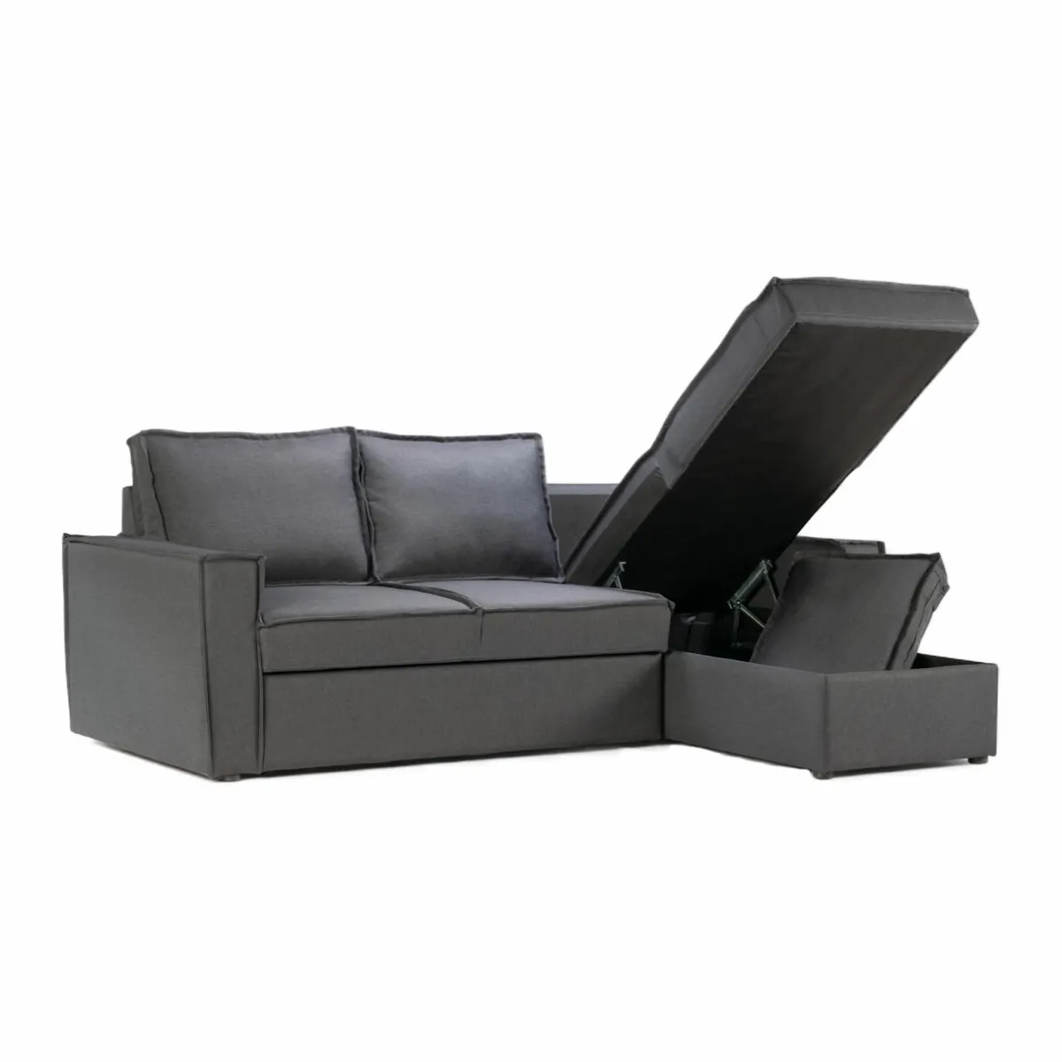 Made in Meubles Canapé d'angle droit convertible 4 places en tissu gris Paris