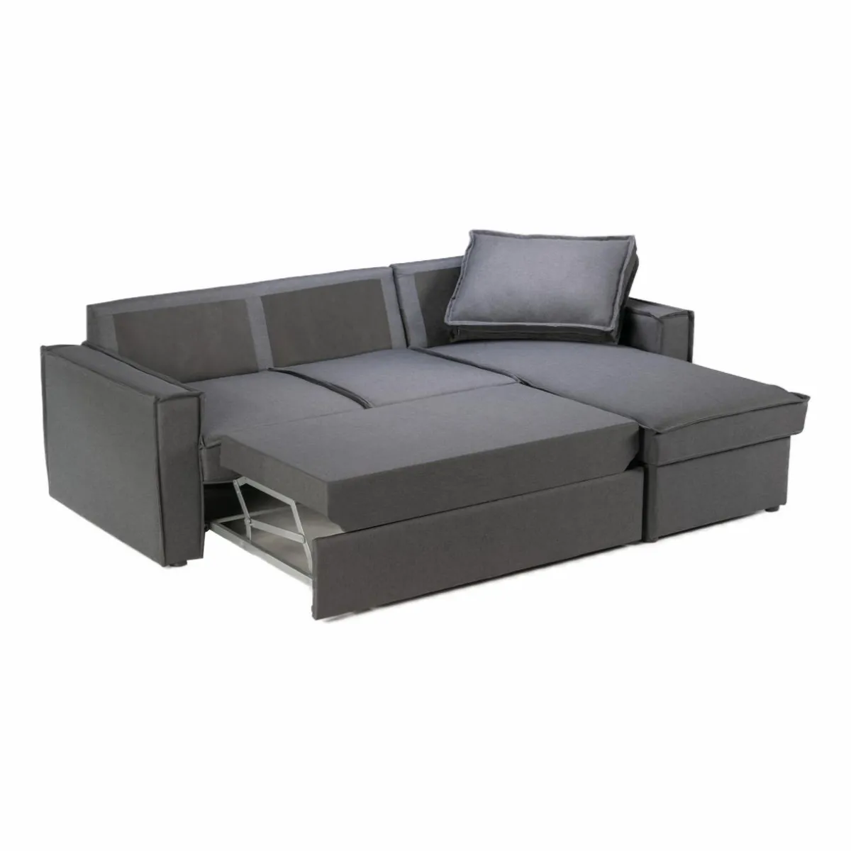 Made in Meubles Canapé d'angle droit convertible 4 places en tissu gris Paris