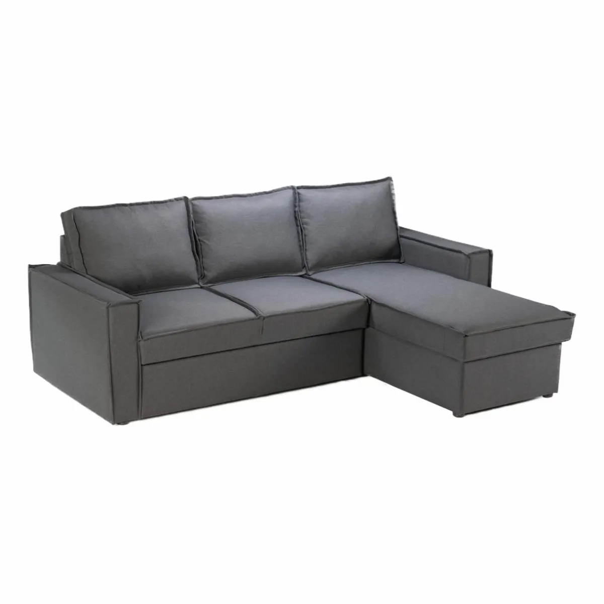 Made in Meubles Canapé d'angle droit convertible 4 places en tissu gris Paris